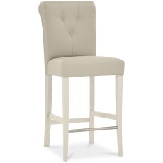 Ashley Antique White Uph Bar Stool - Ivory Bonded Leather (Single)