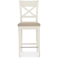 Ashley Antique White X Back Bar Stool - Ivory Bonded Leather (Pair)