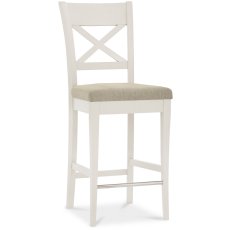 Ashley Antique White X Back Bar Stool - Sand Colour Fabric (Single)