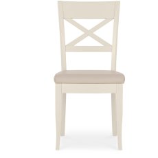 Montreux Antique White X Back Chair - Ivory Bonded Leather (Pair)