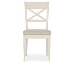 Montreux Antique White X Back Chair - Ivory Bonded Leather (Single)