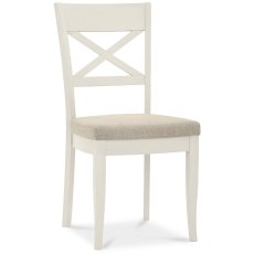 Ashley Antique White X Back Chair - Sand Colour Fabric (Single)