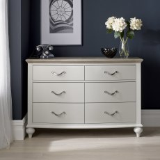 Ashley Grey Washed Oak & Soft Grey 6 Drawer Wide Chest