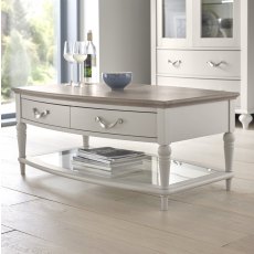 Ashley Grey Washed Oak & Soft Grey Coffee Table With Drawers