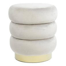 Poef 40x45 cm KIMI velvet licht grijs+goud