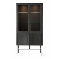 Velvet Vitrine with 2 Glass Doors & Fluted Doors