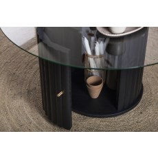 Velvet Coffee Table with Glass Top - 90cm Velvet Coffee Table with Glass Top - 90cm