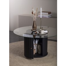 Velvet Coffee Table with Glass Top - 90cm