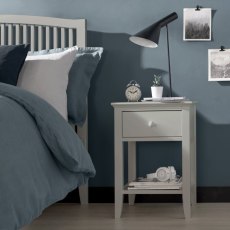 Rivendell Cotton Soft Grey 1 Drawer Nightstand