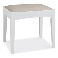 Hampstead White Stool - Pebble Grey Fabric