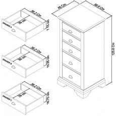 Hampstead White 5 Drawer Tall Chest
