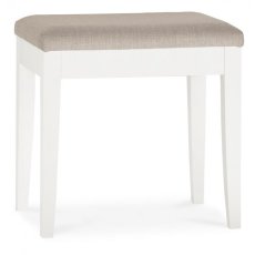 Ashby White Stool - Pebble Grey Fabric