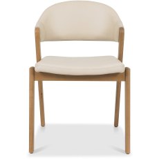 Camden Rustic Oak Upholstered Chair - Ivory Bonded Leather (Pair)