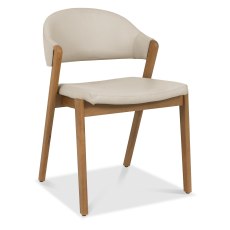 Camden Rustic Oak Upholstered Chair - Ivory Bonded Leather (Pair)