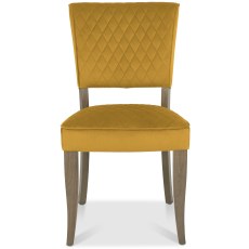 Logan Fumed Oak Upholstered Chair - Mustard Velvet Fabric