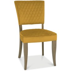 Logan Fumed Oak Upholstered Chair - Mustard Velvet Fabric