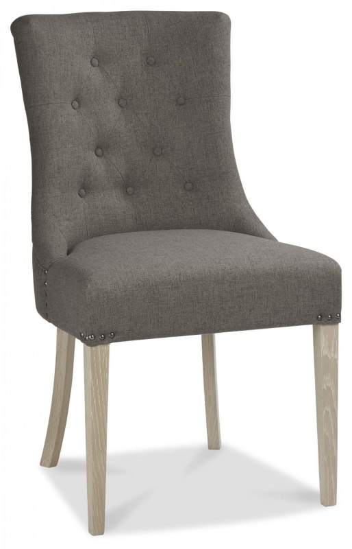 Bordeaux Chalk Oak Uph Scoop Chair - Titanium Fabric (Pair) Bordeaux Chalk Oak Uph Scoop Chair - Titanium Fabric (Pair)