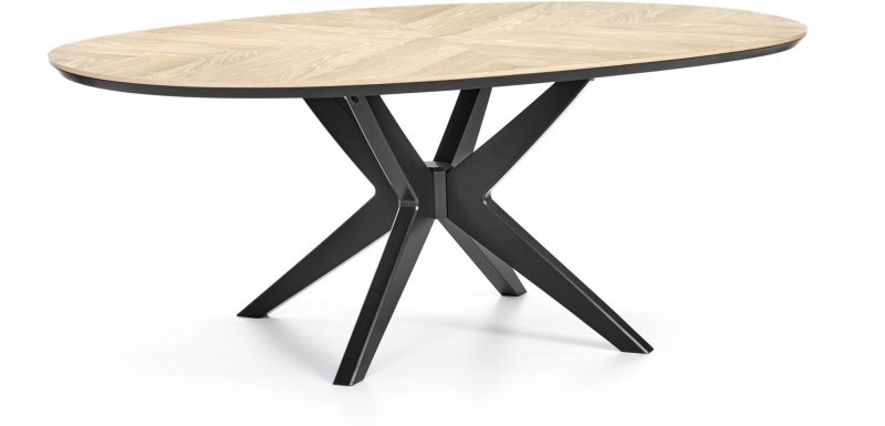 Brunel Chalk Oak & Gunmetal Elliptical Dining Table Brunel Chalk Oak & Gunmetal Elliptical Dining Table