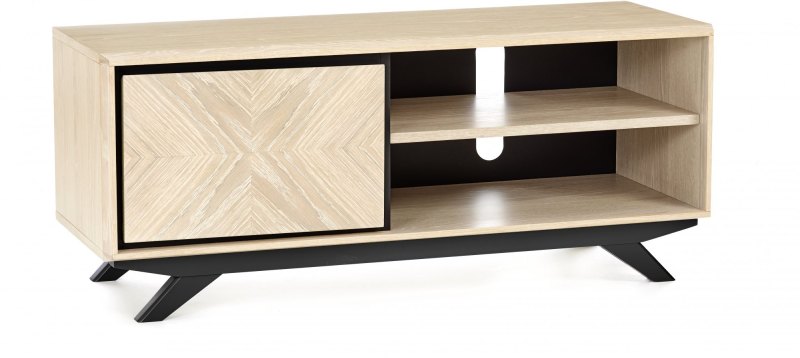 Brunel Chalk Oak & Gunmetal Narrow Entertainment Unit Brunel Chalk Oak & Gunmetal Narrow Entertainment Unit