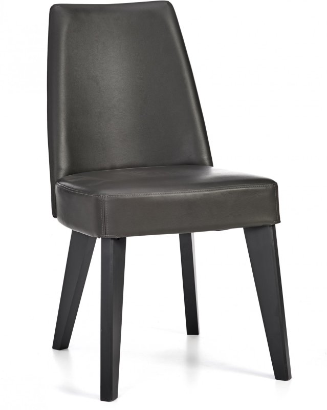 Brunel Gunmetal Upholstered Fixed Chair - Grey Bonded Leather (Pair) Brunel Gunmetal Upholstered Fixed Chair - Grey Bonded Leather (Pair)