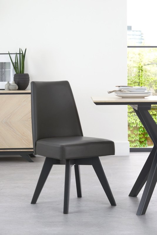 Brunel Gunmetal Upholstered Swivel Chair - Grey Bonded Leather (Single) Brunel Gunmetal Upholstered Swivel Chair - Grey Bonded Leather (Single)