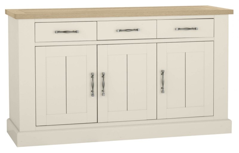 Chartreuse Aged Oak & Antique White 3 Door Sideboard Chartreuse Aged Oak & Antique White 3 Door Sideboard