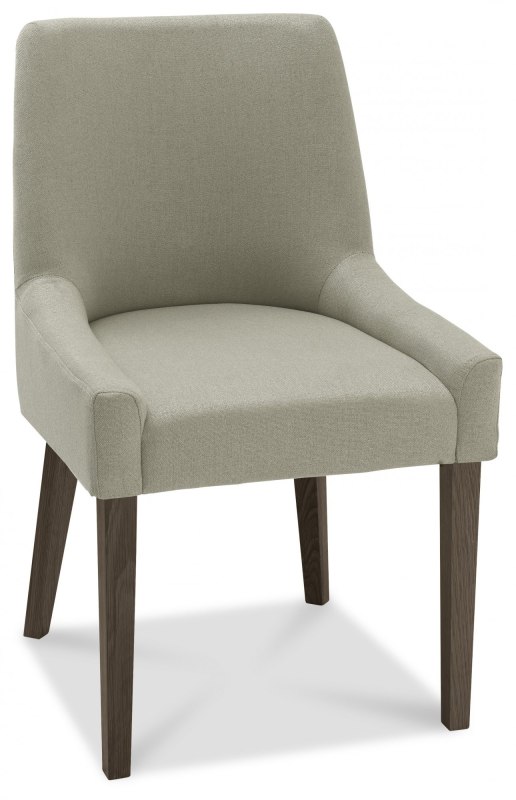 Ella Dark Oak Scoop Back Chair - Silver Grey Fabric (Pair) Ella Dark Oak Scoop Back Chair - Silver Grey Fabric (Pair)
