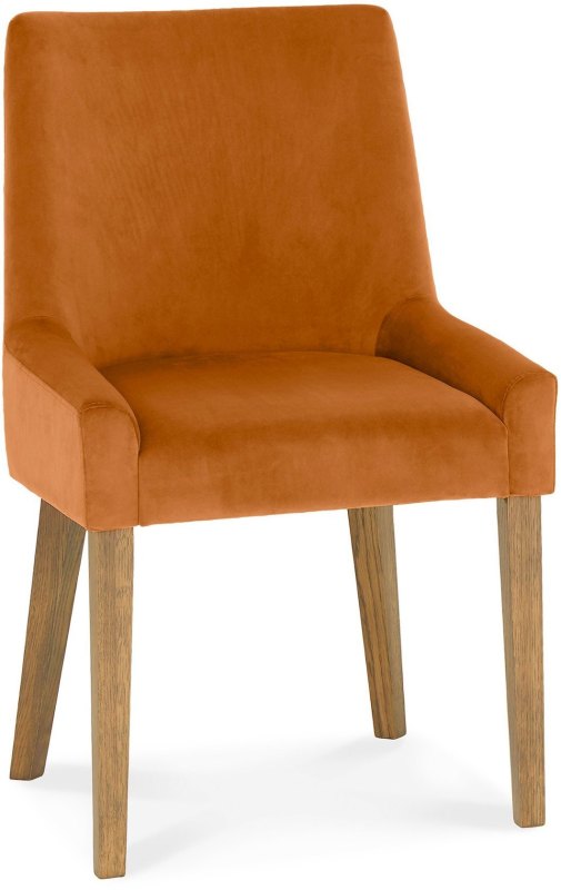 Ella Light Oak Scoop Back Chair - Harvest Pumpkin Velvet Fabric (Pair) Ella Light Oak Scoop Back Chair - Harvest Pumpkin Velvet Fabric (Pair)
