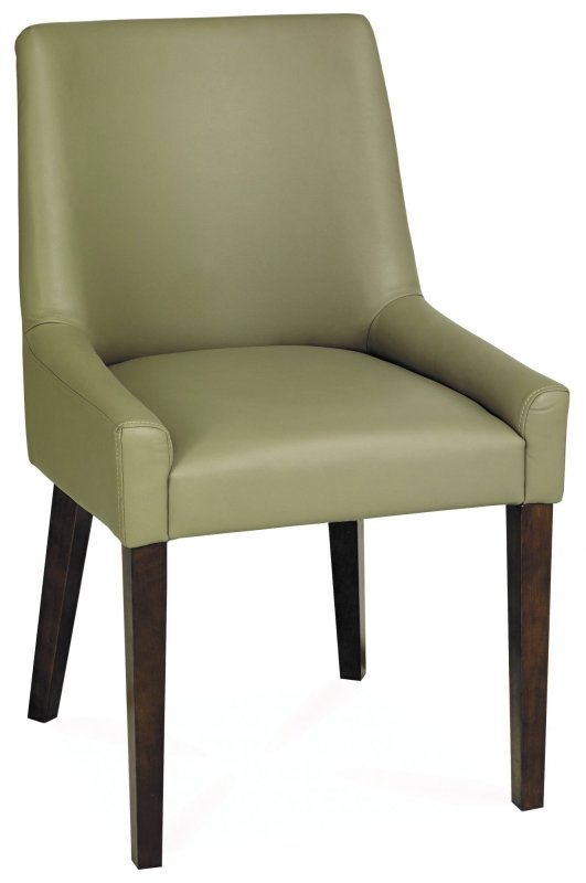 Ella Walnut Scoop Back Chair - Olive Grey Bonded Leather (Single) Ella Walnut Scoop Back Chair - Olive Grey Bonded Leather (Single)