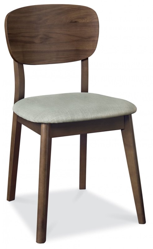 Oslo Walnut Veneered Back Chair - Linen Colour Fabric (Pair) Oslo Walnut Veneered Back Chair - Linen Colour Fabric (Pair)