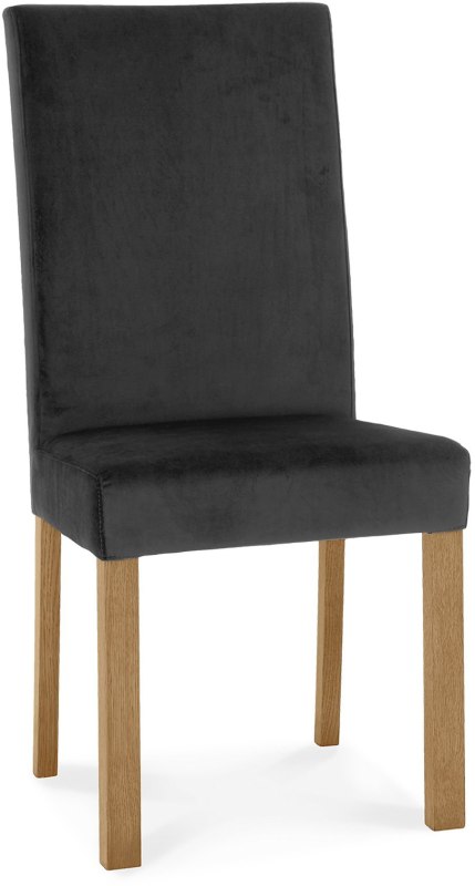 Parker Light Oak Square Back Chair - Gun Metal Velvet Fabric (Pair) Parker Light Oak Square Back Chair - Gun Metal Velvet Fabric (Pair)