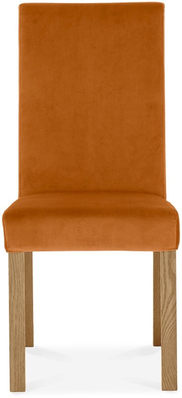 Parker Light Oak Square Back Chair - Harvest Pumpkin Velvet Fabric (Single) Parker Light Oak Square Back Chair - Harvest Pumpkin Velvet Fabric (Single)