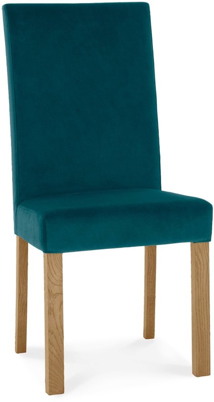 Parker Light Oak Square Back Chair - Sea Green Velvet Fabric (Pair) Parker Light Oak Square Back Chair - Sea Green Velvet Fabric (Pair)