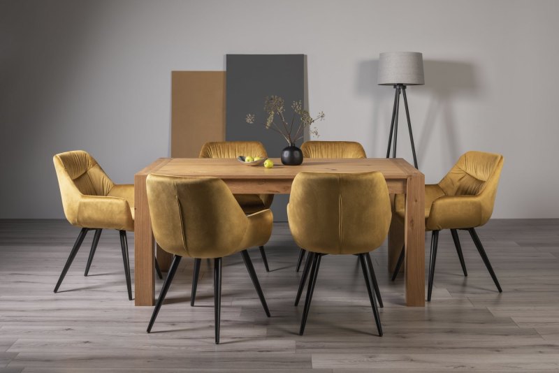 Turin Light Oak 6 Seater Table & 6 Oxford Mustard Velvet Chairs Turin Light Oak 6 Seater Table & 6 Oxford Mustard Velvet Chairs