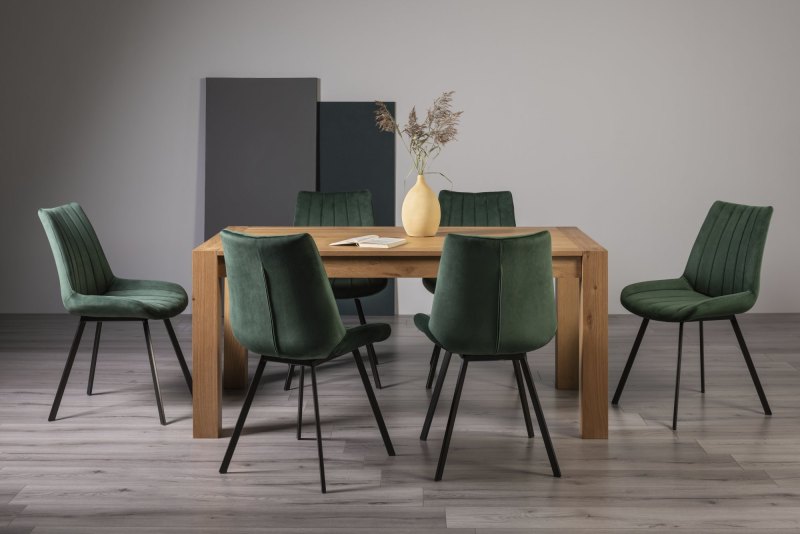 Turin Light Oak 6 Seater Table & 6 Fontana Green Velvet Chairs Turin Light Oak 6 Seater Table & 6 Fontana Green Velvet Chairs