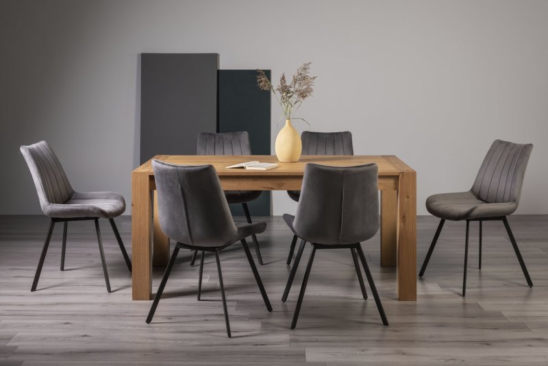 Turin Light Oak 6 Seater Table & 6 Fontana Grey Velvet Chairs Turin Light Oak 6 Seater Table & 6 Fontana Grey Velvet Chairs