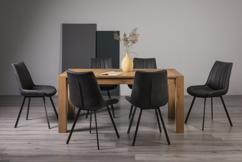 Turin Light Oak 6-8 Seater Table & 6 Fontana Dark Grey Faux Suede Fabric Chairs Turin Light Oak 6-8 Seater Table & 6 Fontana Dark Grey Faux Suede Fabric Chairs