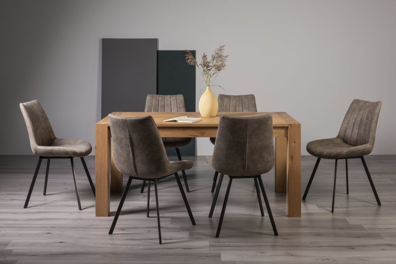 Turin Light Oak 6-8 Seater Table & 6 Fontana Tan Faux Suede Fabric Chairs Turin Light Oak 6-8 Seater Table & 6 Fontana Tan Faux Suede Fabric Chairs