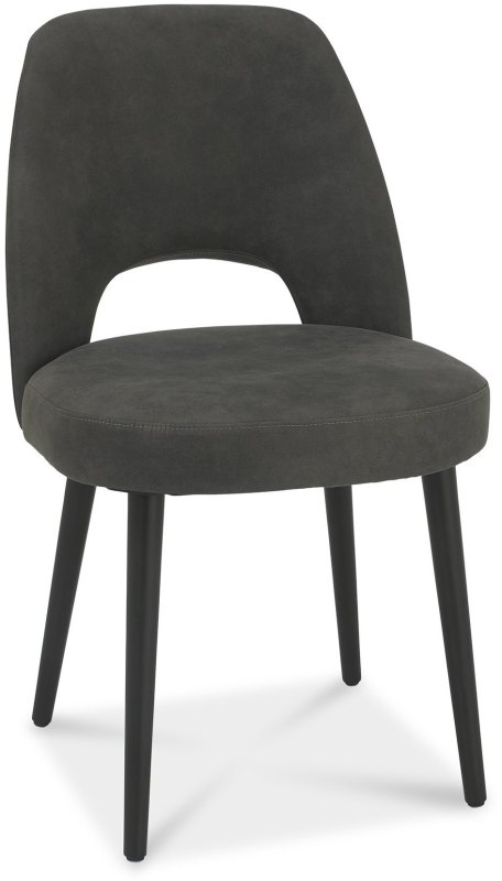 Bentley Designs Vintage Peppercorn Upholstered Chair - Dark Grey Fabric (Pair)