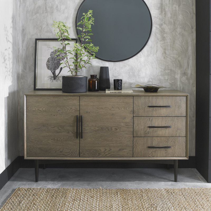 Vintage Weathered Oak & Peppercorn Wide Sideboard Vintage Weathered Oak & Peppercorn Wide Sideboard