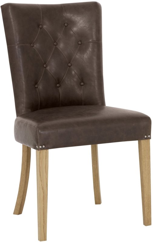 Westbury Rustic Oak Uph Chair - Espresso Faux Leather (Single) Westbury Rustic Oak Uph Chair - Espresso Faux Leather (Single)