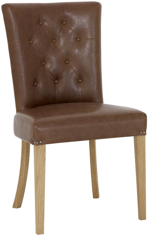 Westbury Rustic Oak Uph Chair - Tan Faux Leather (Single) Westbury Rustic Oak Uph Chair - Tan Faux Leather (Single)