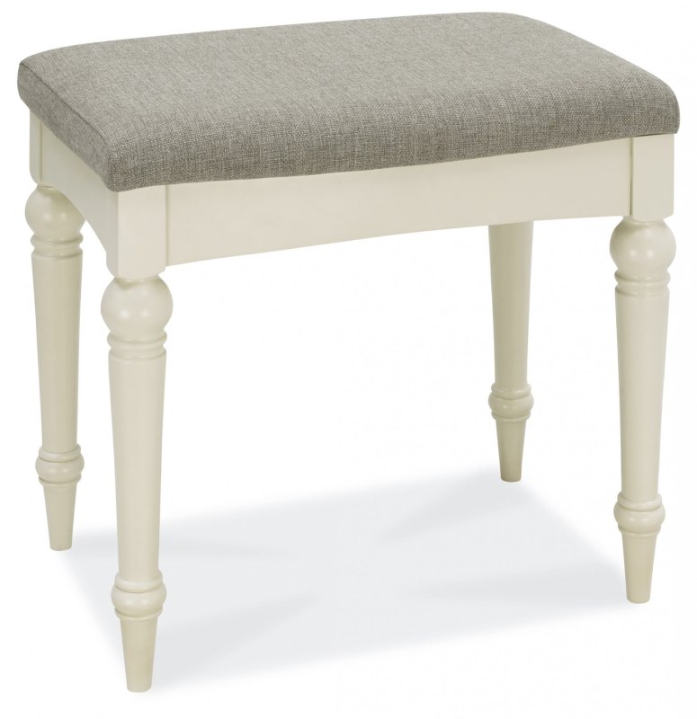 Ashley Antique White Stool - Pebble Brown Fabric Ashley Antique White Stool - Pebble Brown Fabric