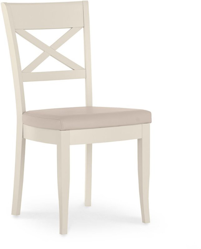 Montreux Antique White X Back Chair - Ivory Bonded Leather (Pair) Montreux Antique White X Back Chair - Ivory Bonded Leather (Pair)