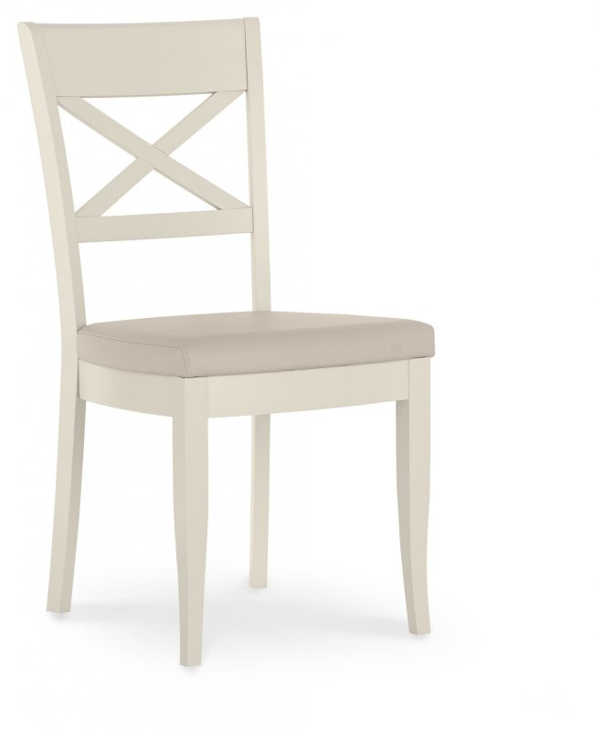 Ashley Antique White X Back Chair - Ivory Bonded Leather (Single) Ashley Antique White X Back Chair - Ivory Bonded Leather (Single)