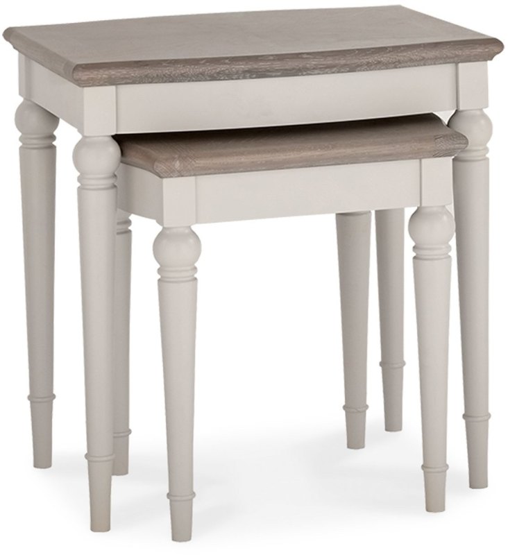 Montreux Grey Washed Oak & Soft Grey Nest Of Lamp Tables Montreux Grey Washed Oak & Soft Grey Nest Of Lamp Tables