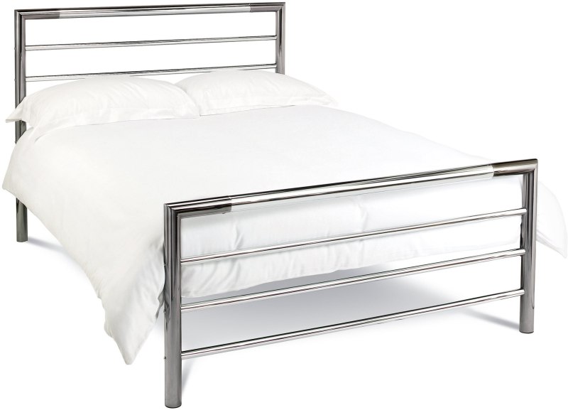 Urban Shiny Nickel & Black Nickel Bedstead Double 135cm Urban Shiny Nickel & Black Nickel Bedstead Double 135cm