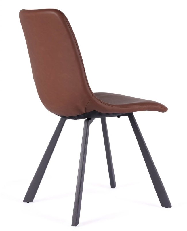 Vintage Cognac Pu Chair with Metal Leg Vintage Cognac Pu Chair with Metal Leg