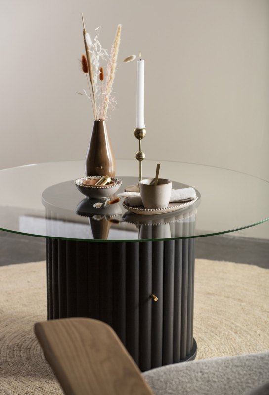 Velvet Coffee Table with Glass Top - 90cm Velvet Coffee Table with Glass Top - 90cm