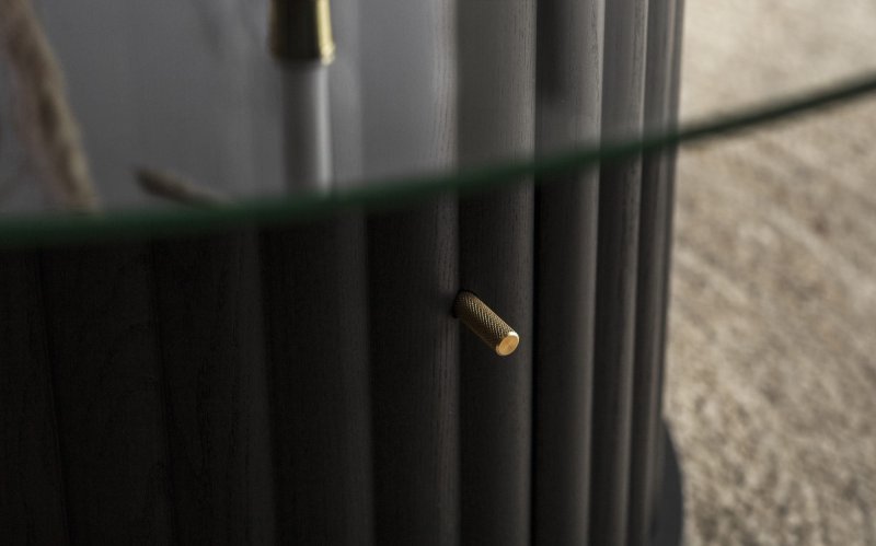 Velvet Coffee Table with Glass Top - 80cm Velvet Coffee Table with Glass Top - 80cm